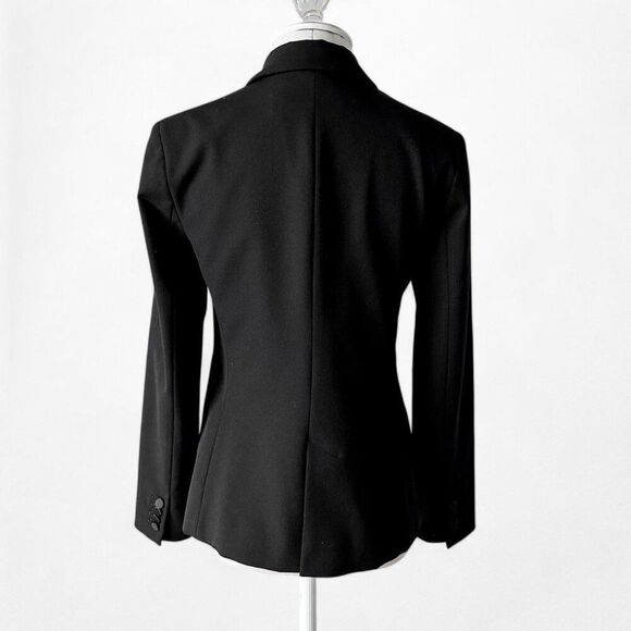 Zara Black Shoulder Padded Single Button Satin Trim Tailored Blazer Size S - Picture 5 of 6